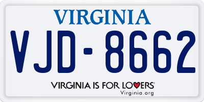 VA license plate VJD8662