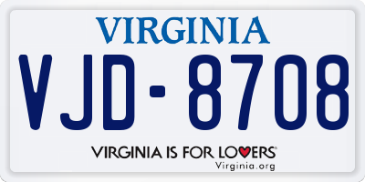 VA license plate VJD8708