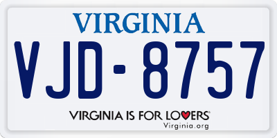 VA license plate VJD8757