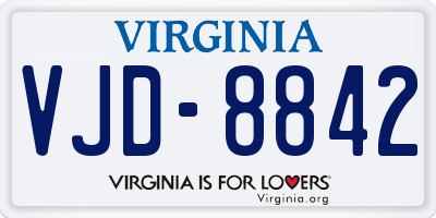 VA license plate VJD8842