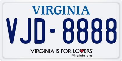VA license plate VJD8888