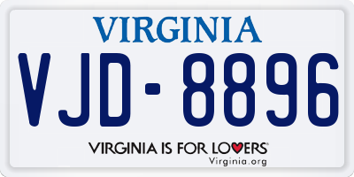 VA license plate VJD8896