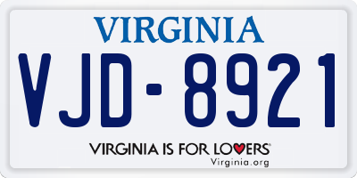 VA license plate VJD8921