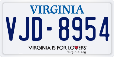 VA license plate VJD8954