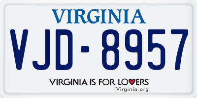 VA license plate VJD8957