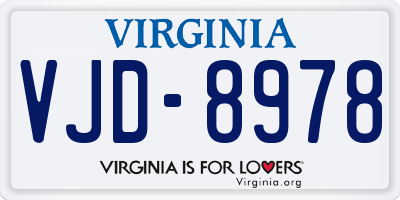 VA license plate VJD8978