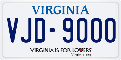 VA license plate VJD9000