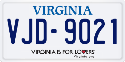 VA license plate VJD9021
