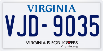 VA license plate VJD9035