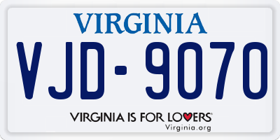 VA license plate VJD9070