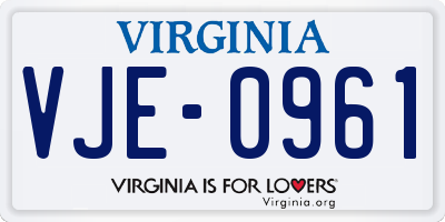 VA license plate VJE0961