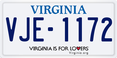 VA license plate VJE1172