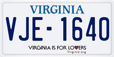 VA license plate VJE1640