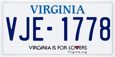 VA license plate VJE1778
