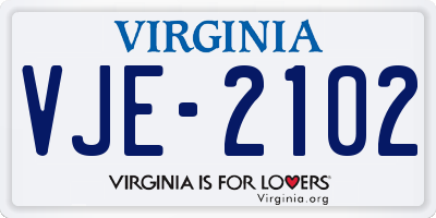 VA license plate VJE2102