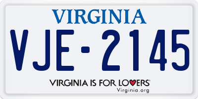 VA license plate VJE2145