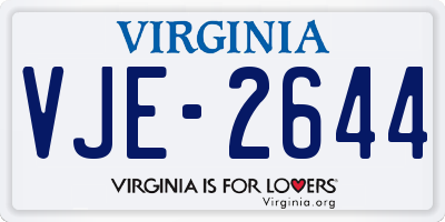 VA license plate VJE2644