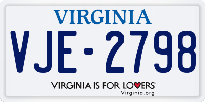 VA license plate VJE2798