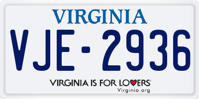 VA license plate VJE2936
