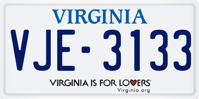 VA license plate VJE3133