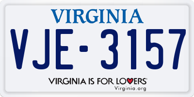 VA license plate VJE3157