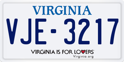 VA license plate VJE3217