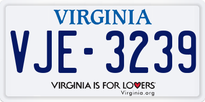 VA license plate VJE3239
