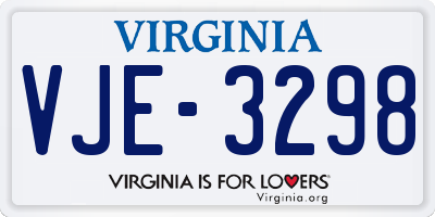 VA license plate VJE3298