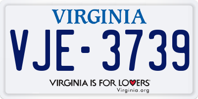 VA license plate VJE3739