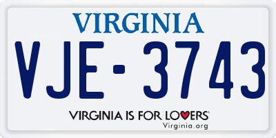 VA license plate VJE3743