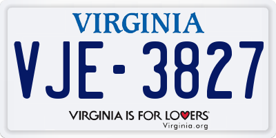 VA license plate VJE3827