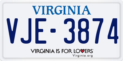 VA license plate VJE3874