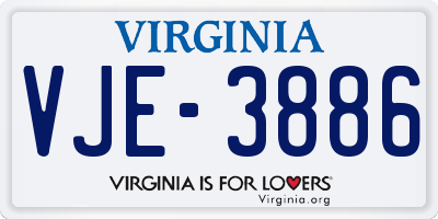 VA license plate VJE3886