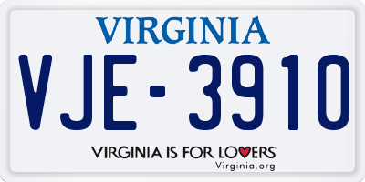 VA license plate VJE3910