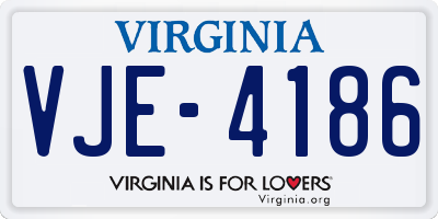 VA license plate VJE4186
