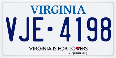 VA license plate VJE4198