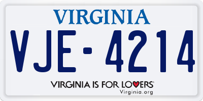 VA license plate VJE4214
