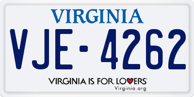 VA license plate VJE4262