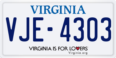 VA license plate VJE4303