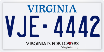 VA license plate VJE4442