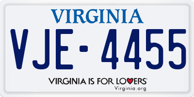 VA license plate VJE4455