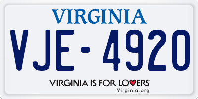 VA license plate VJE4920