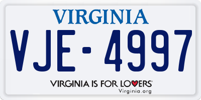 VA license plate VJE4997