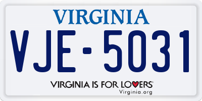 VA license plate VJE5031