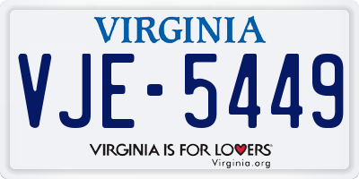 VA license plate VJE5449