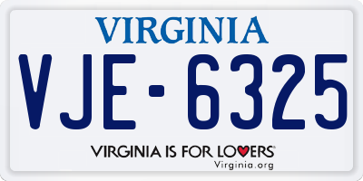 VA license plate VJE6325