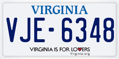 VA license plate VJE6348