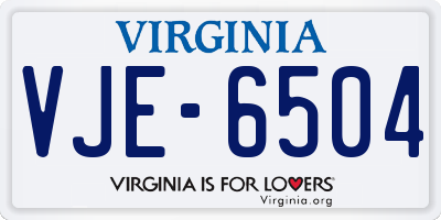 VA license plate VJE6504
