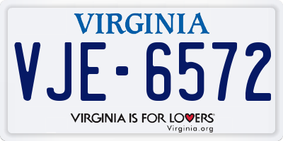VA license plate VJE6572