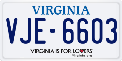 VA license plate VJE6603